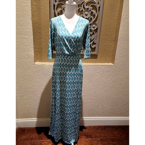 JustFab Dresses & Skirts - JustFab Maxi Faux Wrap Dress L Boho  Beach Santa Fe Western Coastal Chain Link